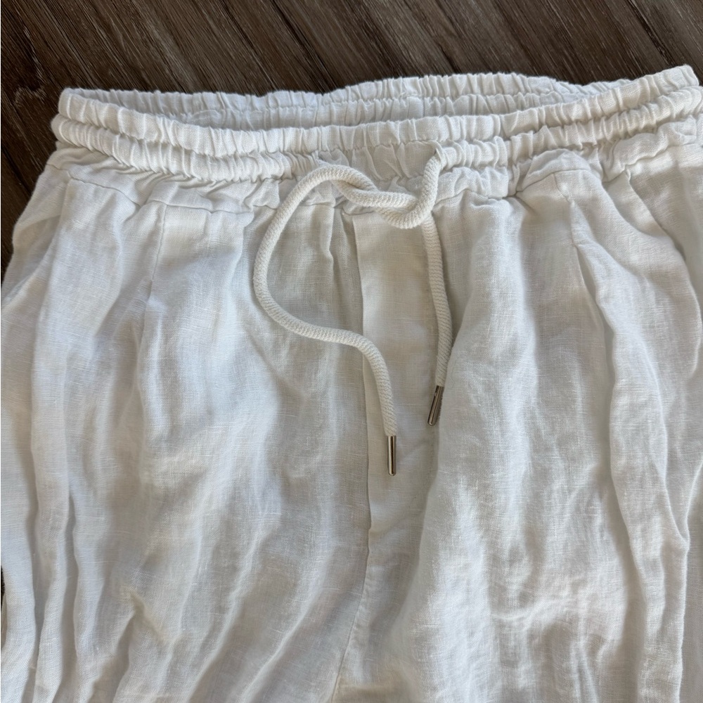 Italian White Linen Drawstring Pants - Picture 4 of 4